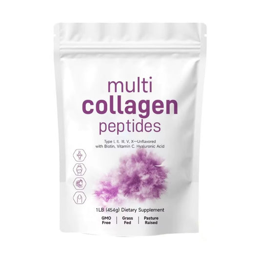 Micro Ingredients Multi Collagen Peptides Powder, 1Lb Vitamin C & Hyaluronic Acid Unflavored Supports Hair, Skin